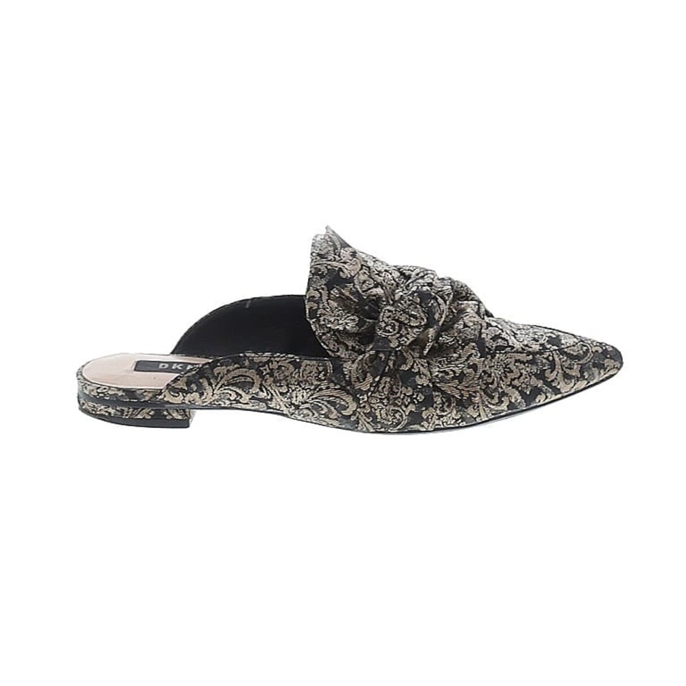 DKNY Pier Black & Gold Brocade Mule Size 8.5